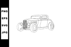Vintage classic car detailed line art vector illustration bl Product Image 1