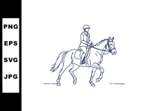 Equestrian rider on horse in motion line art vector illustra Product Image 1