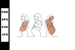 Pregnant women continuous line drawing illustration showing Product Image 1