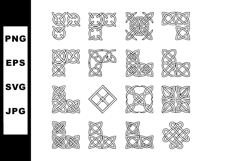 Celtic knot corner and square elements vector set with intri Product Image 1