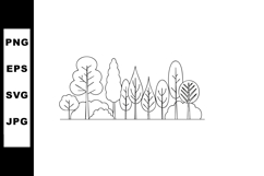 Various tree types line art vector illustration with bushes Product Image 1