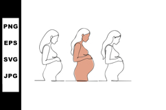 Pregnant woman continuous line drawing with highlighted figu Product Image 1