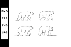 Polar bear walking poses line art vector illustration set na Product Image 1