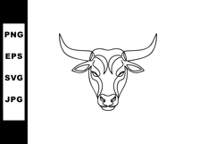 Bull head outline vector illustration with large curved horn Product Image 1