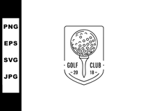 Golf club logo design with golf ball on tee monochrome badge Product Image 1