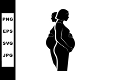 Pregnant woman silhouette vector showing side and back profi Product Image 1