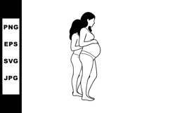 Pregnant woman and caregiver silhouette illustration with mi Product Image 1
