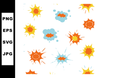 Colorful explosion icons collection with yellow orange and b Product Image 1