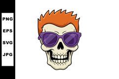 Skull with orange hair and purple sunglasses cool style vect Product Image 1