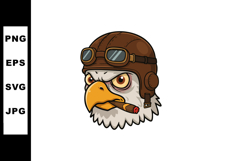 Eagle head with pilot helmet and cigar smoking vector illust Product Image 1