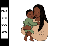 Mother holding baby child tenderly in casual clothing illust Product Image 1