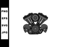 Motorcycle engine with skulls dark vector illustration desig Product Image 1