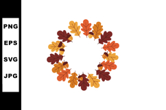 Autumn oak leaves wreath in orange red and yellow with round Product Image 1