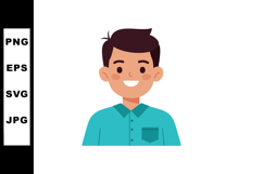 Smiling young man with short hair wearing blue shirt vector Product Image 1