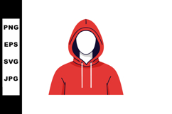 Red Hoodie with Hood Up Vector Illustration in Minimalist St Product Image 1