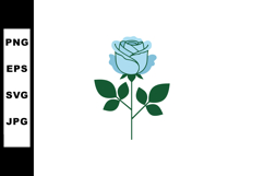 Blue rose with green leaves simple vector illustration desig Product Image 1