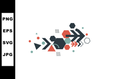 Abstract geometric shapes with arrows and hexagons in black Product Image 1