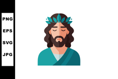 Jesus Christ vector illustration with blue crown of thorns a Product Image 1