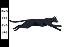 Black cat running in profile vector illustration with yellow Product Image 1