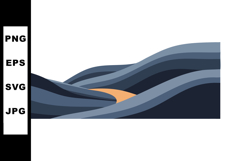 Abstract blue wavy landscape illustration with smooth curves Product Image 1