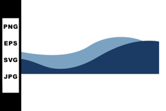Blue abstract wave shapes with layered smooth curves vector Product Image 1
