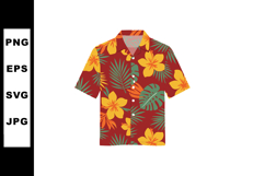 Hawaiian shirt with yellow flowers and green leaves tropical Product Image 1