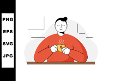 Man enjoying hot coffee drink in red sweater peaceful moment Product Image 1