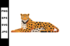 Leopard lying down with spotted fur pattern in natural resti Product Image 1