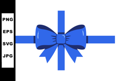 Blue gift bow with ribbon decoration vector illustration for Product Image 1