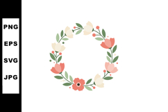 Floral wreath with soft pink and white flowers and green lea Product Image 1