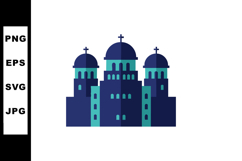 Church building with dome towers and crosses vector illustra Product Image 1