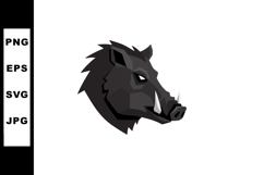 Wild Boar Head Vector Illustration in Black and Grey Colors Product Image 1