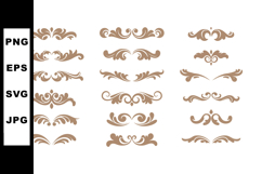 Decorative vintage brown floral ornaments collection vector Product Image 1