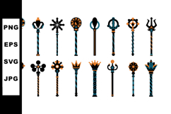 Collection of Magical Staffs and Wands Vector Illustration w Product Image 1