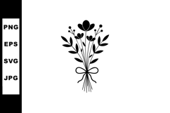 Bouquet of heart shaped flowers tied with ribbon black silho Product Image 1