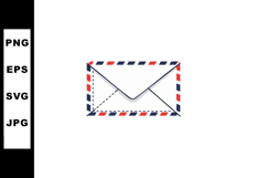 Vintage airmail envelope with red and blue border vector ico Product Image 1