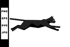 Black cat running fast in side profile vector illustration w Product Image 1