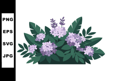 Purple flowers and green leaves botanical vector illustratio Product Image 1