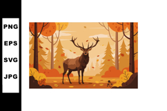 Deer standing in autumn forest with orange and brown leaves Product Image 1