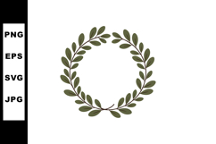 Olive Branch Wreath Vector Illustration Simple Green Circula Product Image 1