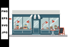 Small bookstore shopfront with window displays and street si Product Image 1