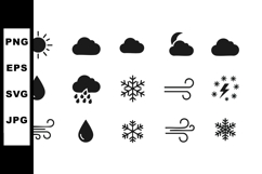 Weather Icons Set Including Sun Cloud Rain Snow Wind Lightni Product Image 1