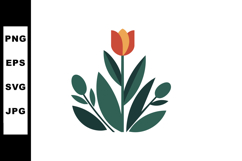 Tulip flower with green leaves vector illustration in minima Product Image 1
