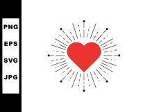 Red heart with radiating lines love symbol vector illustrati Product Image 1