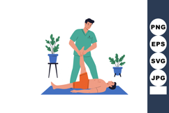 Physical therapist stretching patient leg during rehabilitat Product Image 1