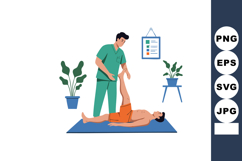 Physical therapist assisting patient with leg stretch exerci Product Image 1