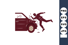 Man colliding with car front impact accident illustration ve Product Image 1