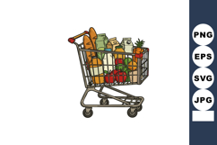 Grocery shopping cart filled with fresh food products and ve Product Image 1