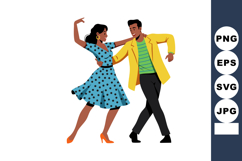 Dancing couple enjoying lively ballroom dance with colorful Product Image 1