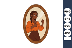 Woman giving thumbs up looking in oval mirror reflection wit Product Image 1
